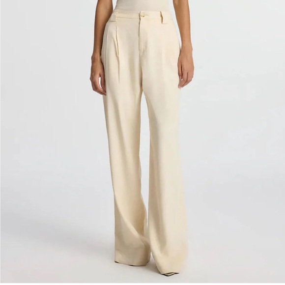 A.L.C. Pants - A.L.C. Pleated Wide Leg Linen Pant